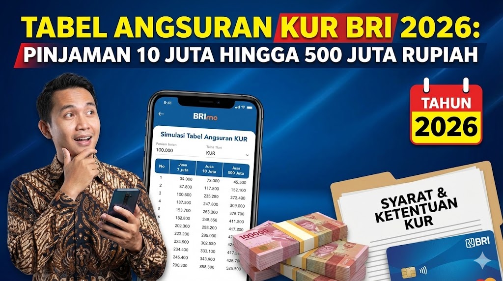 Tabel Angsuran KUR BRI 2026: Pinjaman 10 Juta hingga 500 Juta Rupiah
