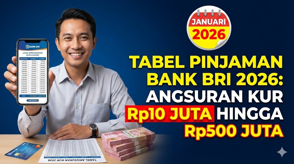 Tabel Pinjaman Bank BRI 2026: Angsuran KUR Rp10 Juta hingga Rp500 Juta